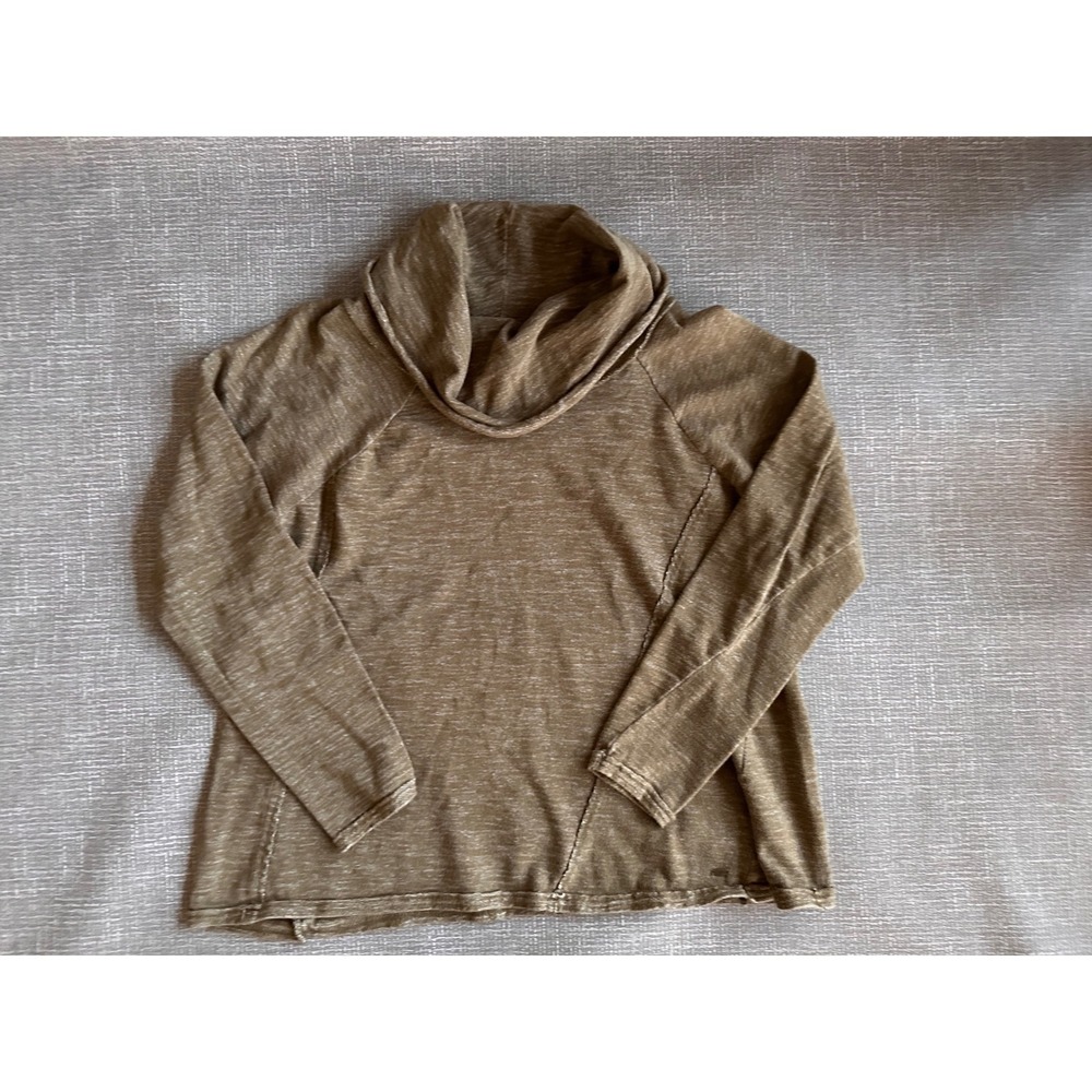 ONeill Womens Cowl Neck Sweater Brown Heathered Cotton Raglan Knit Top M